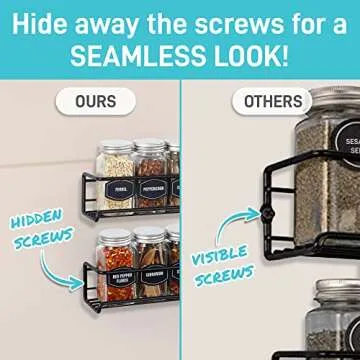 4-Tier Iron Spice Rack Wall Mount for Organized Kitchens