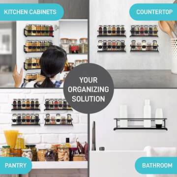 4-Tier Iron Spice Rack Wall Mount for Organized Kitchens