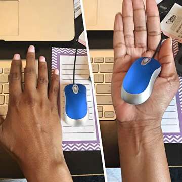 EEEKit 2 Pack Mini Retractable Cable USB Optical Mouse, Blue, Unisex