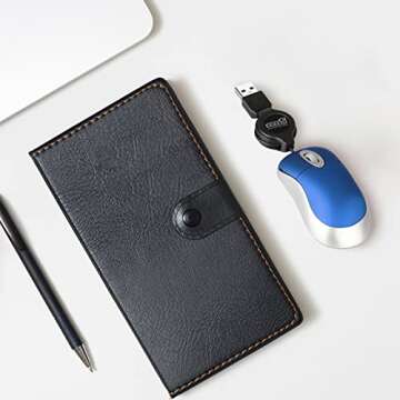 EEEKit 2 Pack Mini Retractable Cable USB Optical Mouse, Blue, Unisex