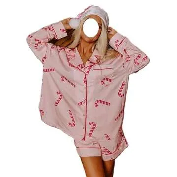 Adoeren Christmas Women Satin Pajama Set - Cute Printed 2 Piece Sleepwear for the Holidays