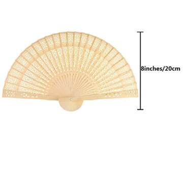 Wobe 60 Pack Sandalwood Fans- Baby Shower Gifts & Wedding Favors, Wooden Openwork Personal Handheld ...
