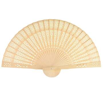 Wobe 60 Pack Sandalwood Fans- Baby Shower Gifts & Wedding Favors, Wooden Openwork Personal Handheld Folding Fans for Wedding Party, Home Decorations Birthday Gift