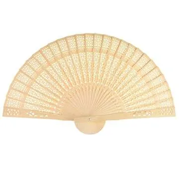Wobe 60 Pack Sandalwood Fans- Baby Shower Gifts & Wedding Favors, Wooden Openwork Personal Handheld Folding Fans for Wedding Party, Home Decorations Birthday Gift