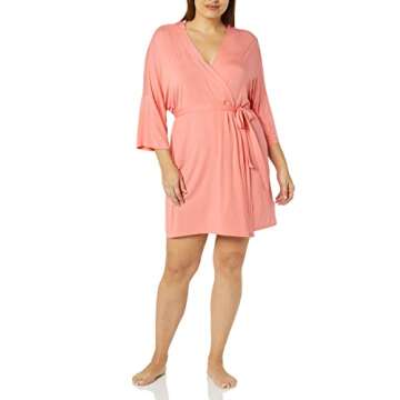 Amazon Essentials Women's Knit Robe, Coral Pink, Small