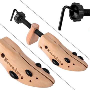 KevenAnna Pair of Premium Professional 4-way Wooden Shoe Trees, Wooden Shoe Stretcher for Men or Wom...