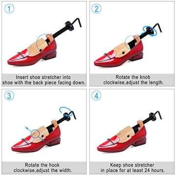 KevenAnna Pair of Premium Professional 4-way Wooden Shoe Trees, Wooden Shoe Stretcher for Men or Women (Small)
