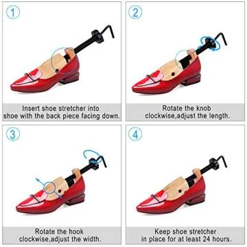 KevenAnna Pair of Premium Professional 4-way Wooden Shoe Trees, Wooden Shoe Stretcher for Men or Women (Small)