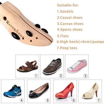 KevenAnna Pair of Premium Professional 4-way Wooden Shoe Trees, Wooden Shoe Stretcher for Men or Women (Small)
