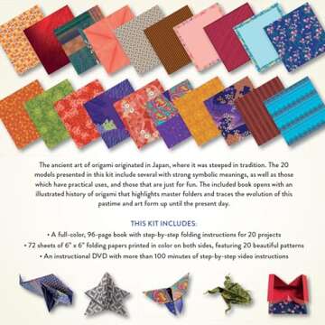 Japanese Origami for Beginners Kit: 20 Classic Origami Models: Kit with 96-page Origami Book, 72 Ori...
