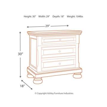 Signature Design by Ashley Flynnter Traditional 2 Drawer Nightstand with Hidden Pull-Out Tray, 30" Tall, Tobacco Brown