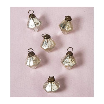 Vintage Mercury Glass Mini Ornaments Set of 6 by Luna Bazaar