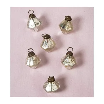 Vintage Mercury Glass Mini Ornaments Set of 6 by Luna Bazaar