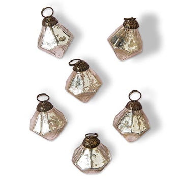 Vintage Mercury Glass Mini Ornaments Set of 6 by Luna Bazaar