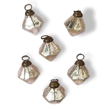 Vintage Mercury Glass Mini Ornaments Set of 6 by Luna Bazaar