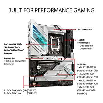 ASUS ROG Strix Z690-A Gaming WiFi D4 LGA1700(Intel® 12th Gen) ATX Gaming Motherboard(PCIe 5.0,DDR4,16+1 Power Stages,WiFi 6,2.5 Gb LAN,BT v5.2,Thunderbolt 4,4xM.2 and Front USB 3.2 Gen 2x2 Type-C)