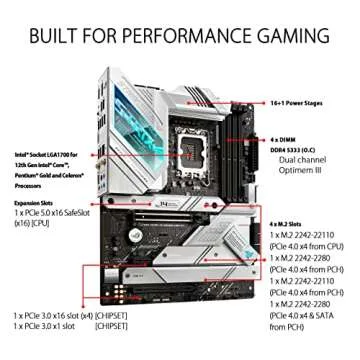 ASUS ROG Strix Z690-A Gaming WiFi D4 LGA1700(Intel® 12th Gen) ATX Gaming Motherboard(PCIe 5.0,DDR4,16+1 Power Stages,WiFi 6,2.5 Gb LAN,BT v5.2,Thunderbolt 4,4xM.2 and Front USB 3.2 Gen 2x2 Type-C)