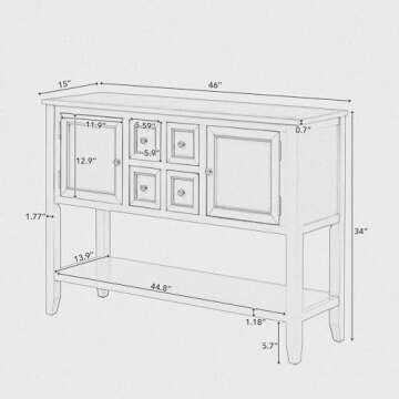 Merax Vintage Sideboard Buffet Cabinet with Storage for Entryway, Console Table with Bottom Shelf fo...