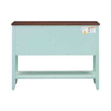 Merax Vintage Sideboard Buffet Cabinet with Storage for Entryway, Console Table with Bottom Shelf for Living Room, Kitchen Storage Cabinet for Dinning Room, Retro Blue