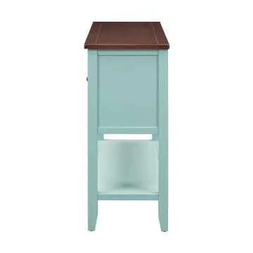 Merax Vintage Sideboard Buffet Cabinet with Storage for Entryway, Console Table with Bottom Shelf for Living Room, Kitchen Storage Cabinet for Dinning Room, Retro Blue