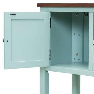 Merax Vintage Sideboard Buffet Cabinet with Storage for Entryway, Console Table with Bottom Shelf for Living Room, Kitchen Storage Cabinet for Dinning Room, Retro Blue