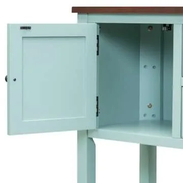 Merax Vintage Sideboard Buffet Cabinet with Storage for Entryway, Console Table with Bottom Shelf for Living Room, Kitchen Storage Cabinet for Dinning Room, Retro Blue