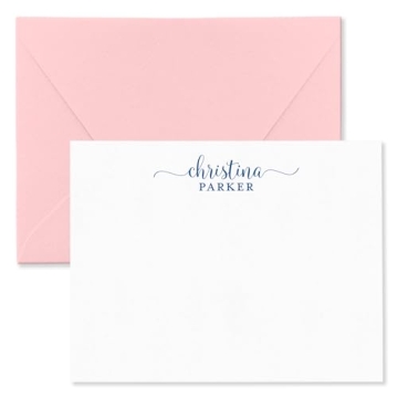 Elegant Personalized Stationary Note Cards and Envelopes Set | Customizable Ink Colors