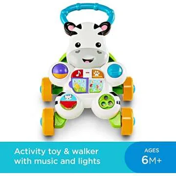 Fisher-Price Baby Learning Toy Learn with Me Zebra Walker with Music Lights and Fine Motor Activitie...