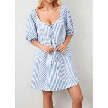 RONGCAT Women Striped Summer Dress with Pockets