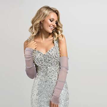 OIIKI 4 Pairs Women's Long Mesh Sleeves, Ultra-thin Lace Sun UV Protection Cooling Mesh Arms Legs Sleeves, Fingerless Gloves Accessories for Party Outdoor Sport Activities Driving Christmas Halloween