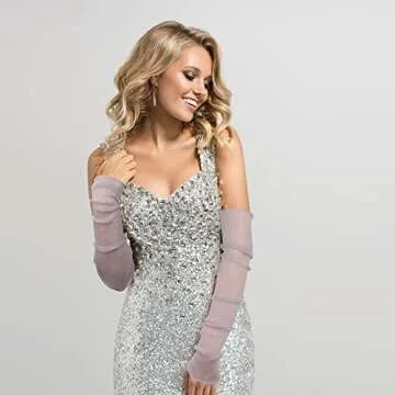 OIIKI 4 Pairs Women's Long Mesh Sleeves, Ultra-thin Lace Sun UV Protection Cooling Mesh Arms Legs Sleeves, Fingerless Gloves Accessories for Party Outdoor Sport Activities Driving Christmas Halloween