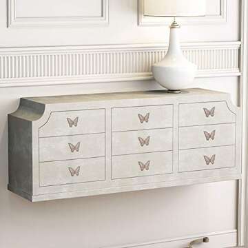 YES Time 5 Pieces Butterfly Shapes Drawer knobs, Zinc Alloy Door Pull Handles Knobs, Metal Decorative Cabinet Drawer Cupboard Pull Handles (KC Gold)