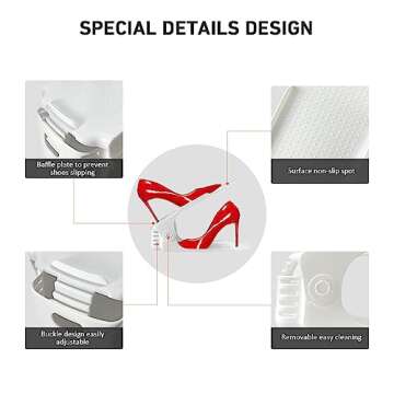 Shoe Slots Organizer - 50% Space Saver Adjustable Design