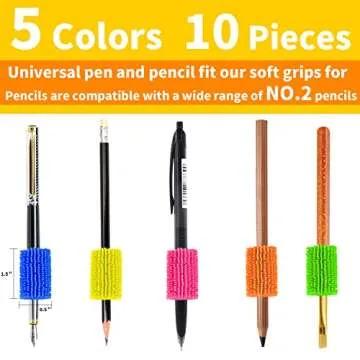 Galagee Reusable Squishy Pencil Grips for Kids Handwriting - Perfect Colorful Cushioned Pencil Holder Writing Aid Grip Trainer,Universal Ergonomic Writing Aid For Righties And Lefties (10 Pcs)
