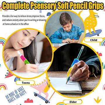 Galagee Reusable Squishy Pencil Grips for Kids Handwriting - Perfect Colorful Cushioned Pencil Holder Writing Aid Grip Trainer,Universal Ergonomic Writing Aid For Righties And Lefties (10 Pcs)