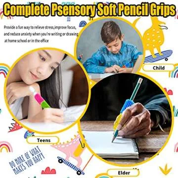 Galagee Reusable Squishy Pencil Grips for Kids Handwriting - Perfect Colorful Cushioned Pencil Holder Writing Aid Grip Trainer,Universal Ergonomic Writing Aid For Righties And Lefties (10 Pcs)