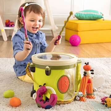 B. toys – Musical Instruments For Kids – Portable Drum Set – Percussion Toys For Toddlers – ...