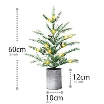 Small Christmas Tree 24 inch Mini Christmas Tree Pre-lit with 60 Lights Rustic Style Tabletop Tree 2 ft