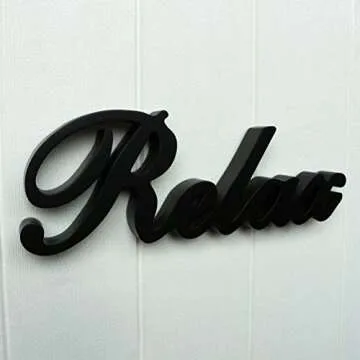 CVHOMEDECO. Matt Black Wooden Words Sign Free Standing Relax Desk/Table/Shelf/Home Wall/Office Decoration Art, 12 x 4-1/4 x 1 Inch