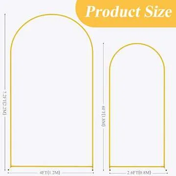 Putros Metal Arch Backdrop Stand Gold Wedding Arch Stand Set of 2 (7.2FT/6FT) Square Arched Frame for Birthday Party Graduation Ceremony Decoration