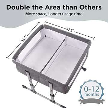 Ihoming Double Bassinets For 2 Babies, Twins Infant Co Sleeper Bedside Crib Attaches to Bed, Grey