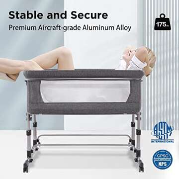 Ihoming Double Bassinets For 2 Babies, Twins Infant Co Sleeper Bedside Crib Attaches to Bed, Grey