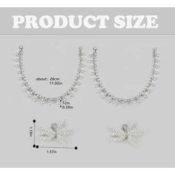 SDIDVIEXPERT 4PCS Pearl Bow Shoe Charms Shoelace Sneakers Decoration Chain Charm Y2K Shoe Jewelry fo...