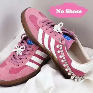 SDIDVIEXPERT 4PCS Pearl Bow Shoe Charms Shoelace Sneakers Decoration Chain Charm Y2K Shoe Jewelry for Sneakers Pearl Chain DIY Decoration Accessories(Silver B + White)