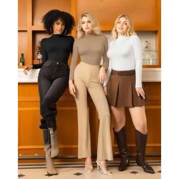 MANGOPOP Mock Turtle Neck Slim Fit Women's Tee