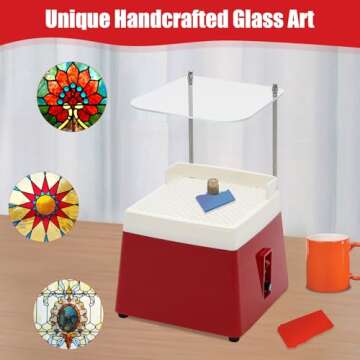 Portable Stained Glass Grinder with Shield - 4200RPM Mini Art Grinding Tool