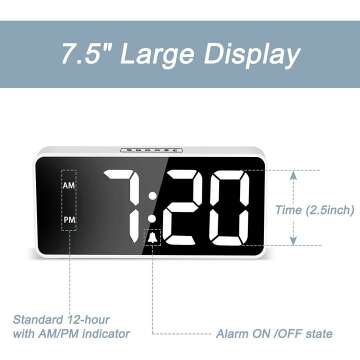 LED Digital Alarm Clock with USB & Snooze Feature