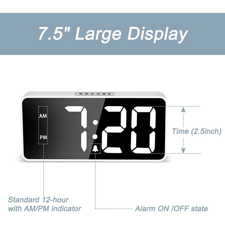 LED Digital Alarm Clock with USB & Snooze Feature