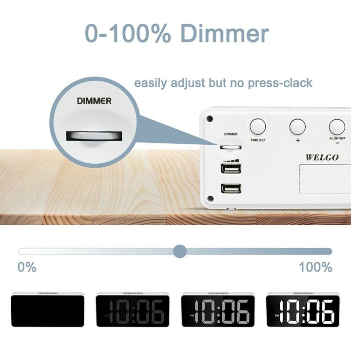 LED Digital Alarm Clock with USB & Snooze Feature