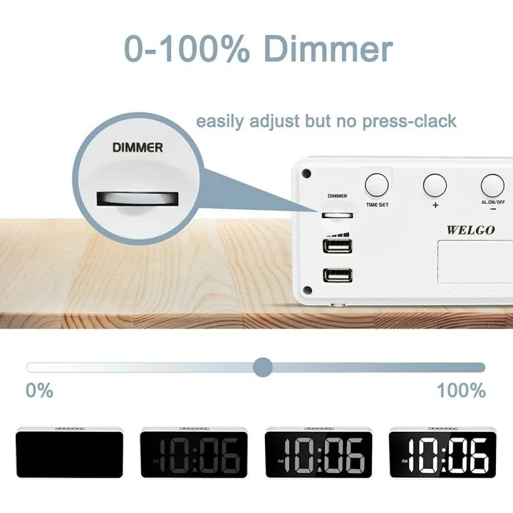 LED Digital Alarm Clock with USB & Snooze Feature